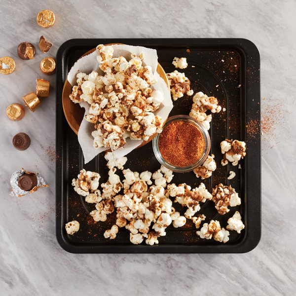 Air Fryer Sweet and Spicy Chocolate Caramel Popcorn