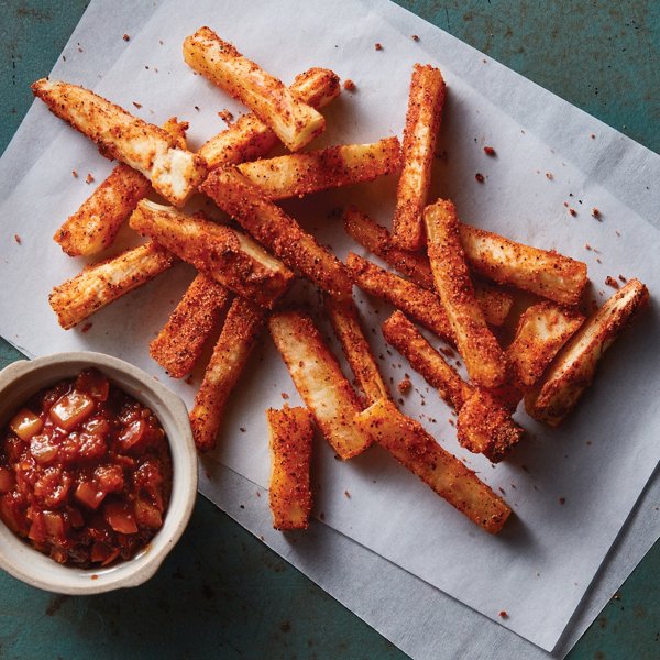 Air Fryer Yucca Fries with Spicy Mango Ketchup