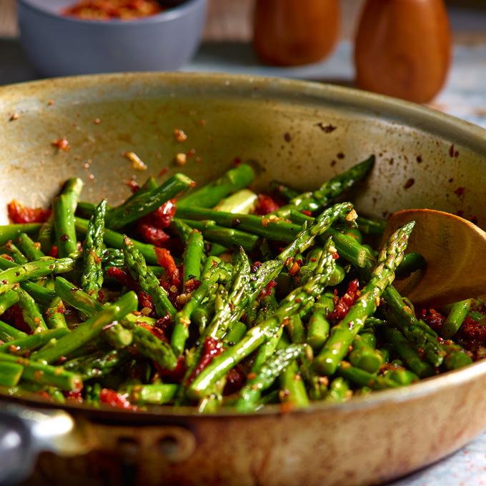 Asparagus & SunDried Tomato Sauté Recipe from HEB