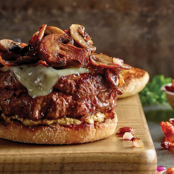 Bacon Mushroom Swiss Brisket Burger