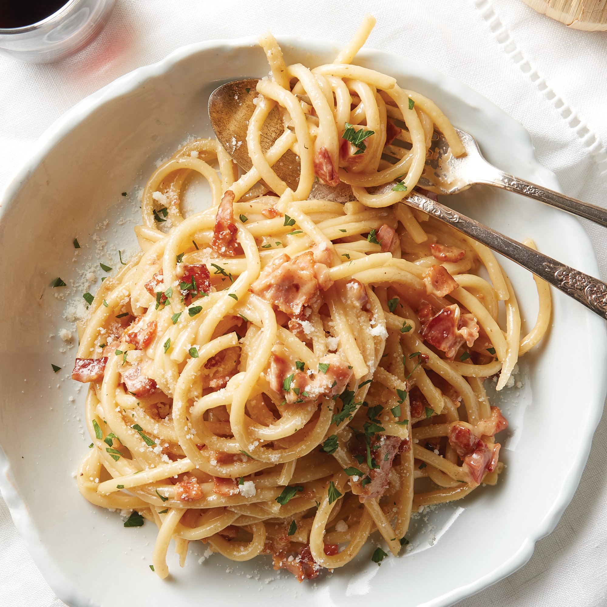 Bacon & Pancetta Carbonara Recipe from H-E-B