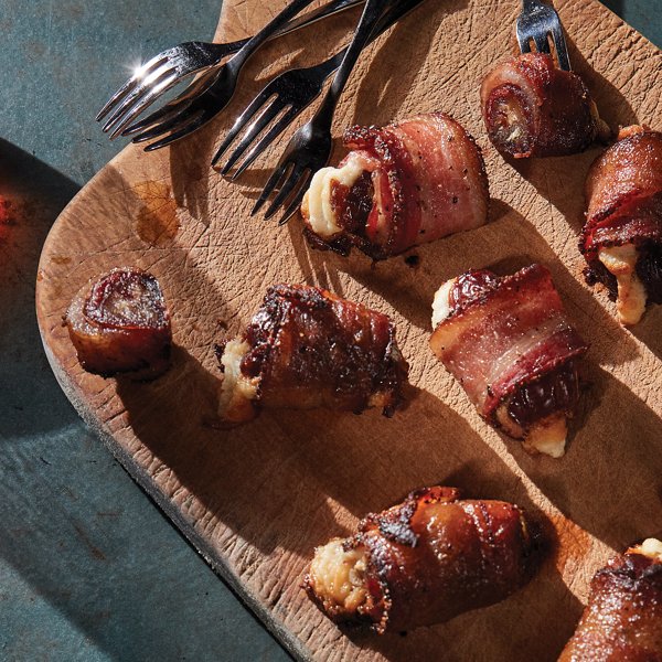 Bacon Wrapped Dates with Manchego Cream