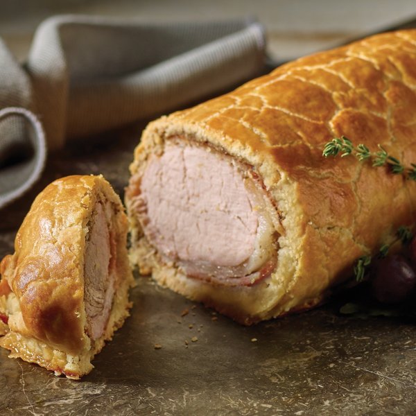 Bacon Wrapped Pork Wellington with Duxelles