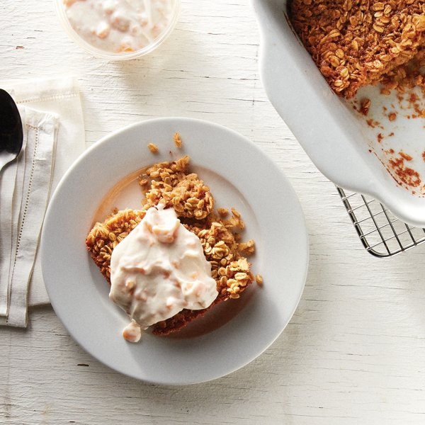 Baked Oatmeal with Mango Yogurt