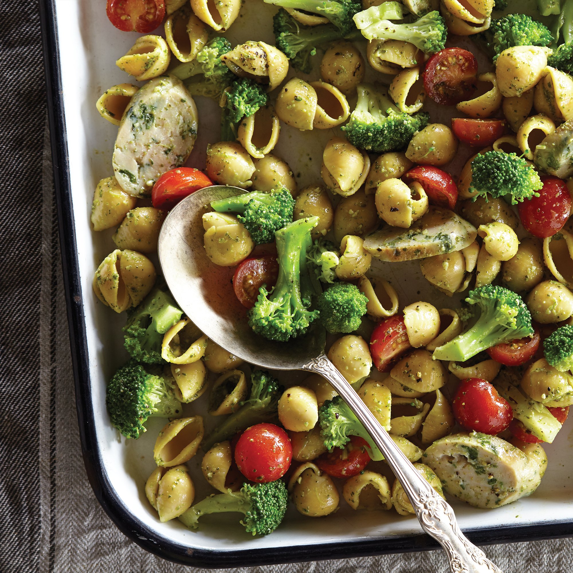 Banza Pasta with Pesto and Chicken Feta Sausage Recipe from HEB