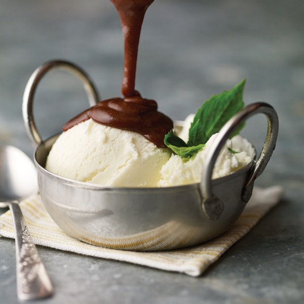 Basil Gelato with Balsamic Caramel