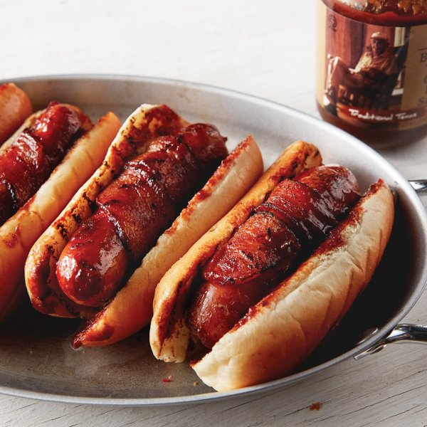 BBQ Bacon Wrapped Sausage Dogs