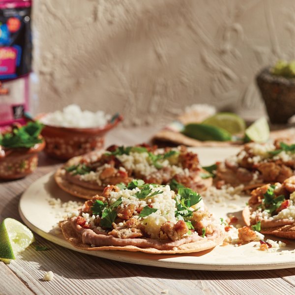 Bean and Chicken Tostadas