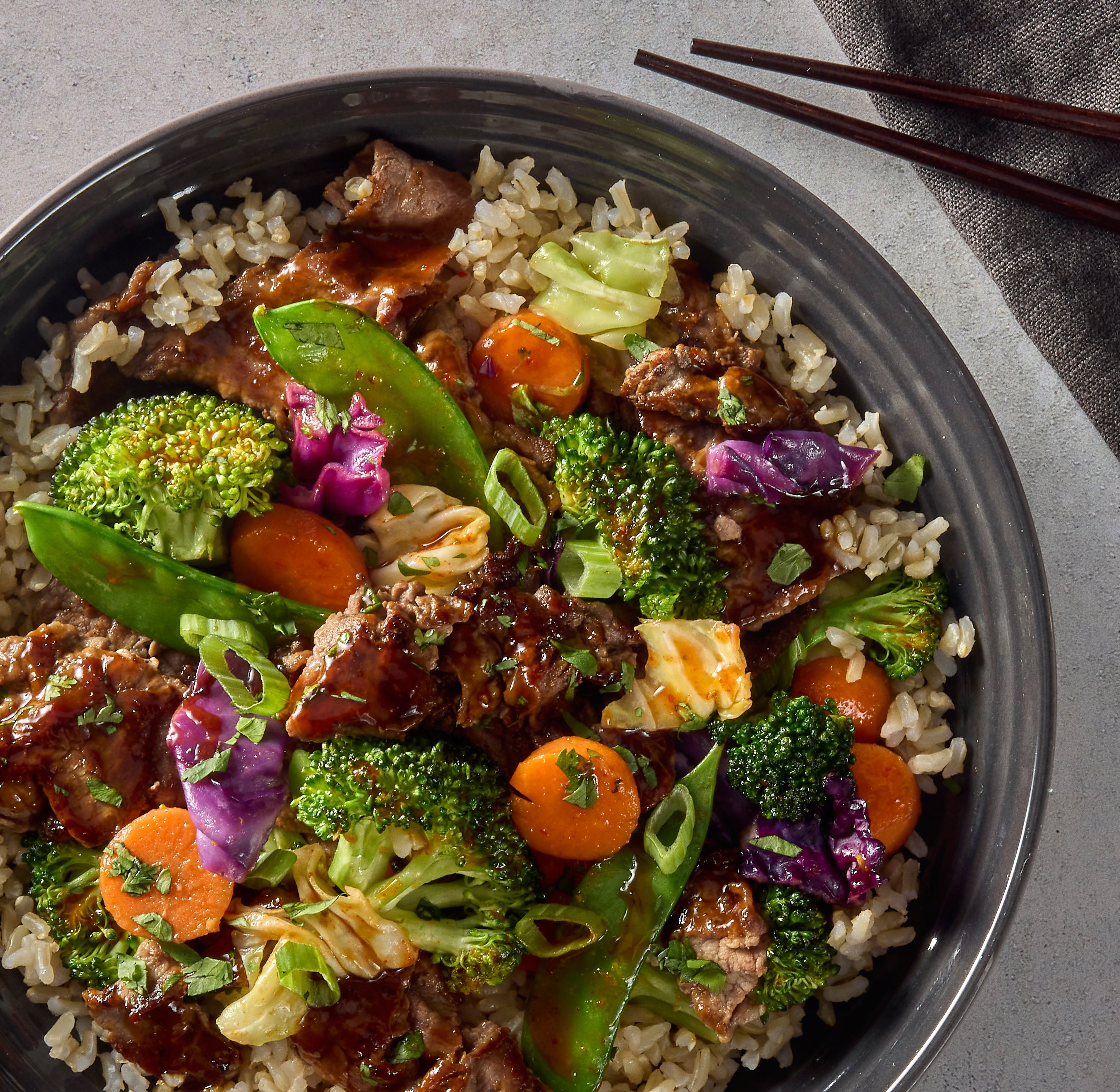 Beef Stir Fry with Sriracha Veggie Fried Rice-image