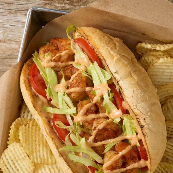 Blackened Shrimp Po'boy Sandwich