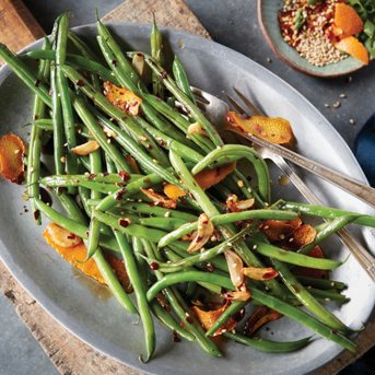 Charred Green Beans with Soy and Orange Peel