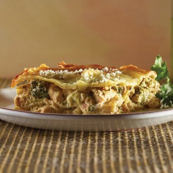 Chicken and Broccoli Lasagna with Alfredo