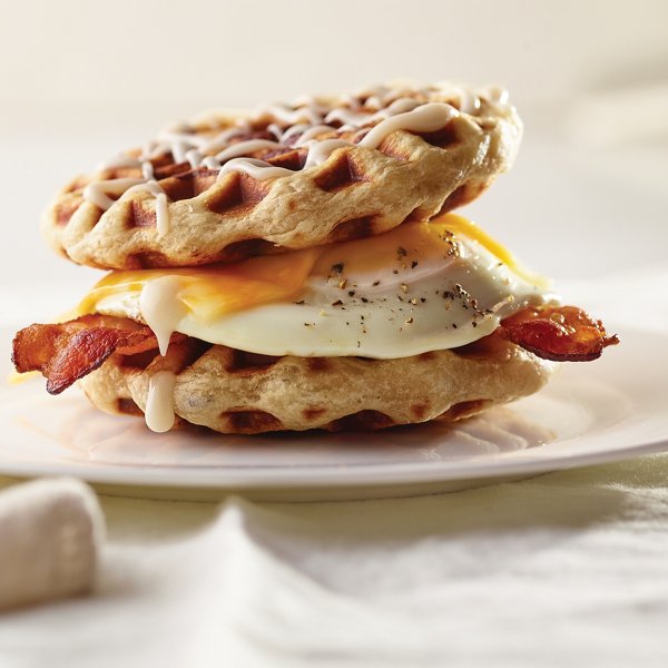 Cinnamon Roll Waffle Breakfast Sandwich