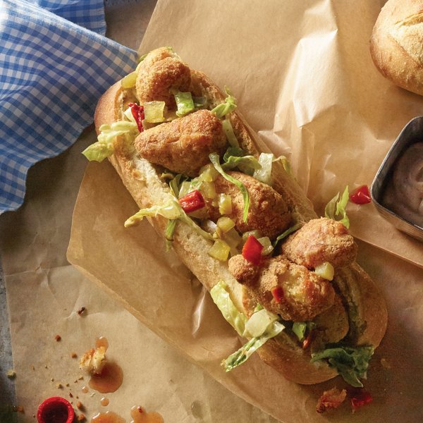 Cornbread Coated Chicken Po Boy