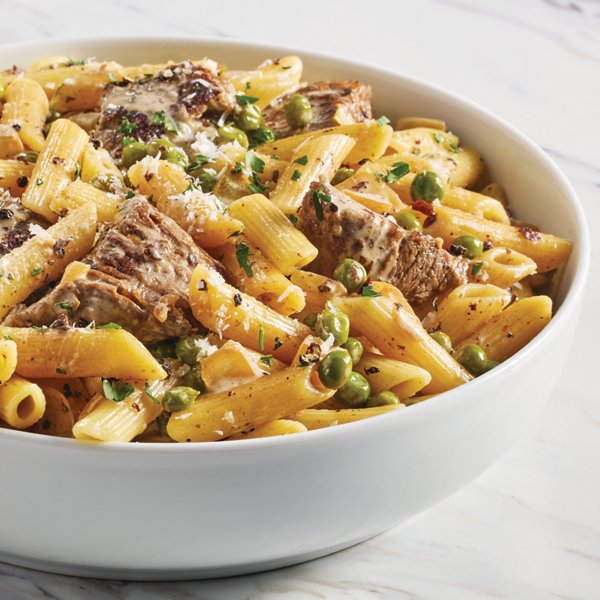 Creamy Garlic Peppercorn Beef Penne Pasta