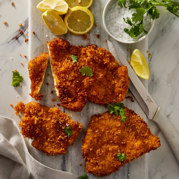 Crispy Pan Fried Chicken with Fresh Lemon