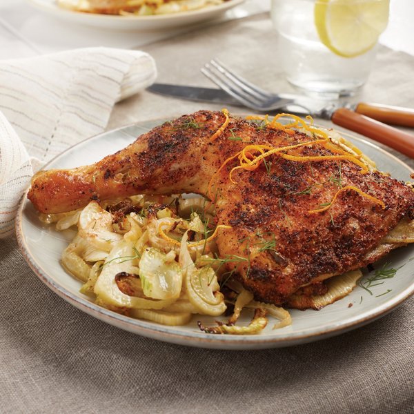 Crispy Roasted Orange Pepper Chicken with Fennel