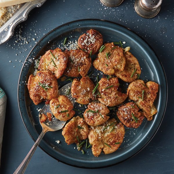 Crispy Smashed Potatoes with Pecorino