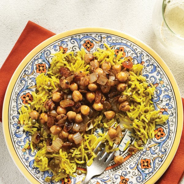 Curried Lentils and Chickpeas Over Atry Smoked Basmati Rice