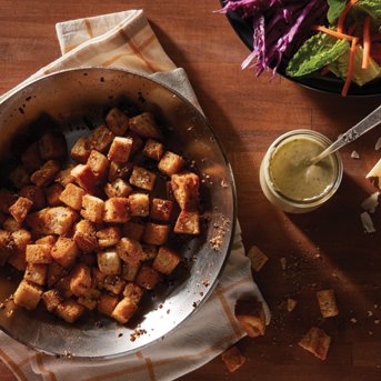 Easy Caesar Salad with Homemade Bacon Croutons