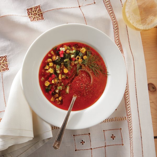 Embered Hatch Chili & Sweet Corn Gazpacho