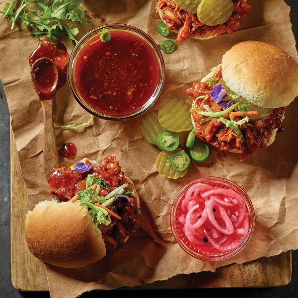 Fresh Jackfruit Pulled Pork Style BBQ Sliders