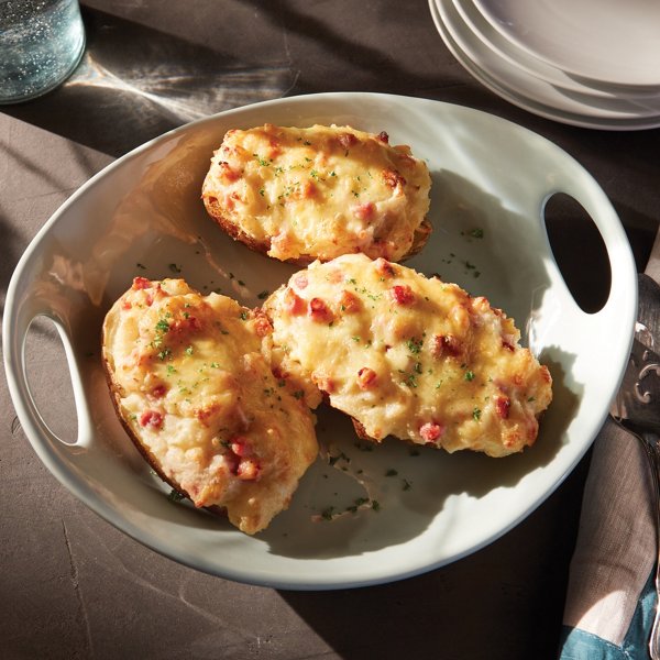 Gooey Ham and Cheese Stuffed Baked Potatoes