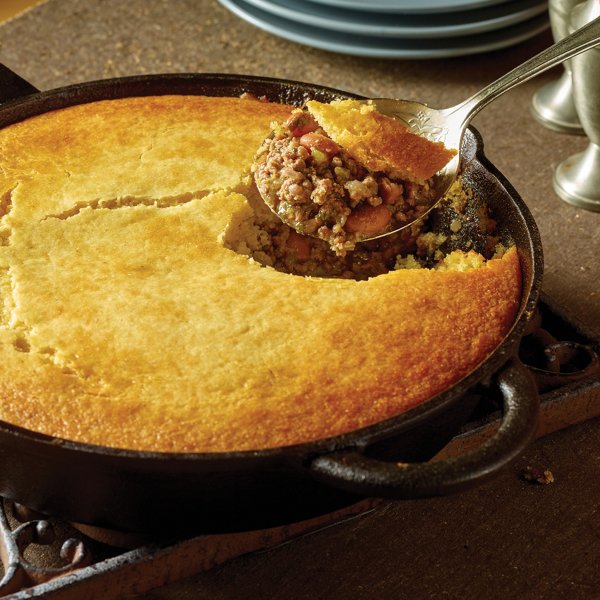 Green Chili Beef Tamale Pie