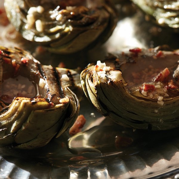 Grilled Artichokes Brushed with Smoked Garlic Fat