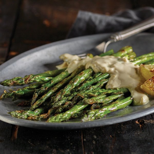 Grilled Asparagus with Yogurt Balsamic Hollandaise