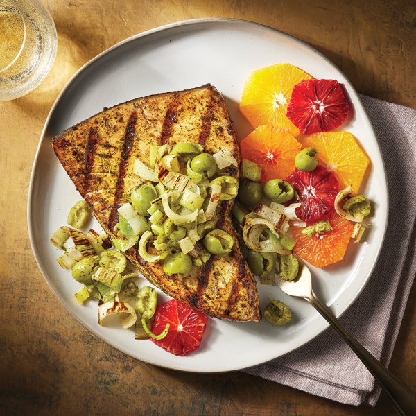 Grilled Swordfish with Leeks and Citrus