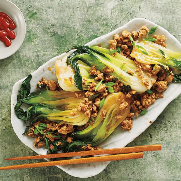 Ground Chicken and Bok Choy Stir Fry