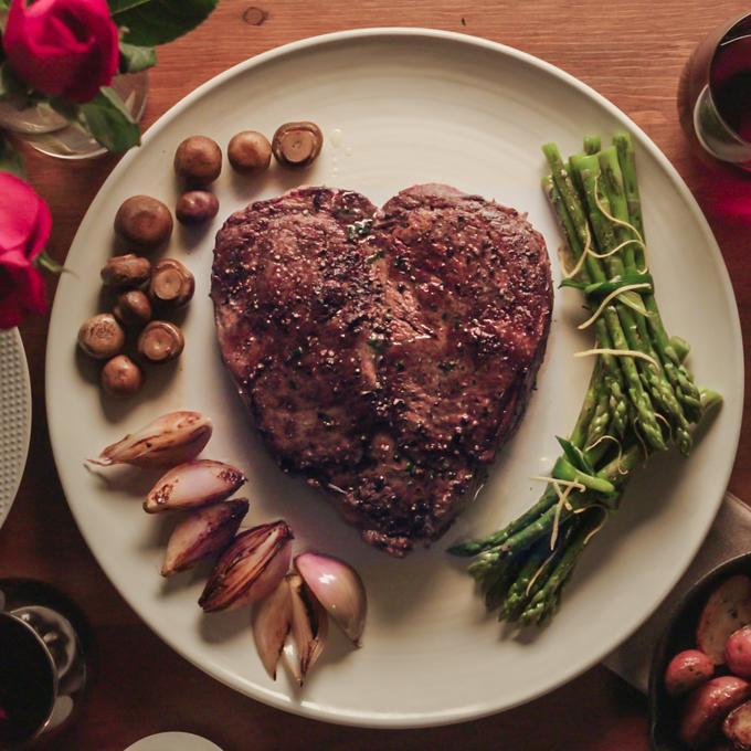 Heart-Shaped Ribeye with Herb Butter Recipe from H-E-B