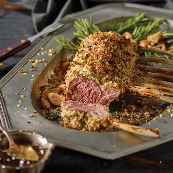 Herb Crusted Lamb with Rosemary Dijon Drizzle