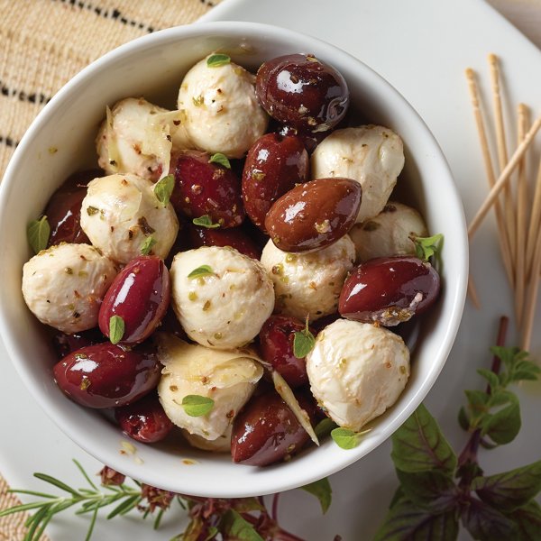 Herb Marinated Mozzarella and Olive Bites