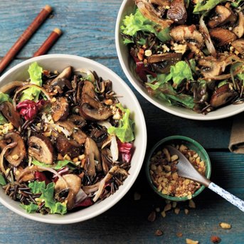 Herb Roasted Mushrooms & Wild Rice Bowl