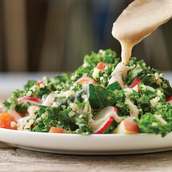 Kale and Quinoa Salad with Creamy White Bean Dressing