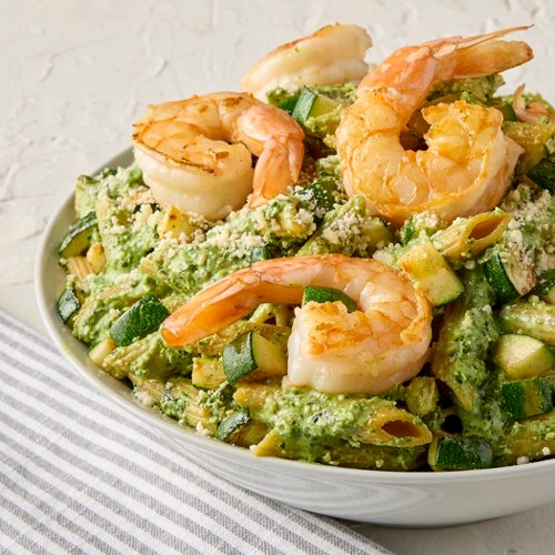 Lentil Pasta with Shrimp and Pesto