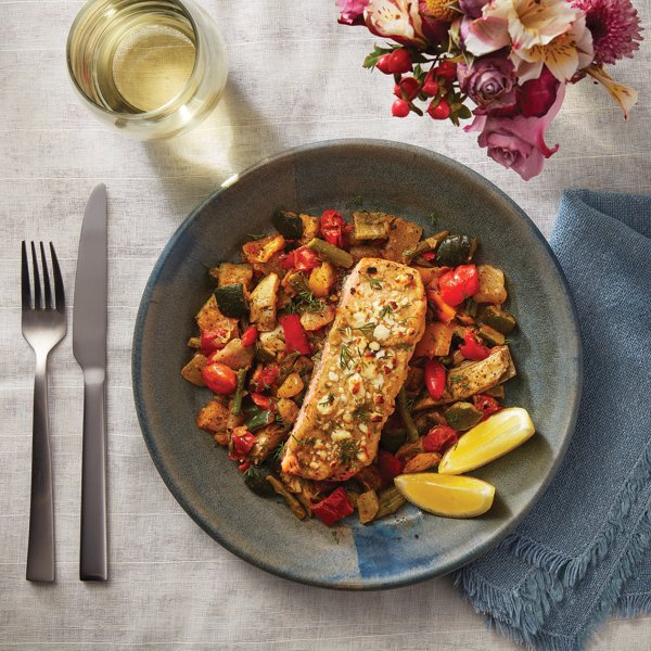 Mediterranean Salmon and Tuscan Vegetables