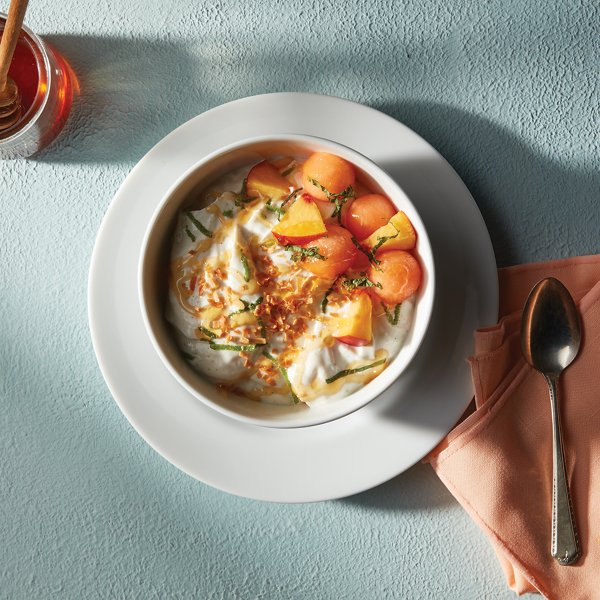 Nectarine and Melon with Lime Yogurt and Toasted Coconut