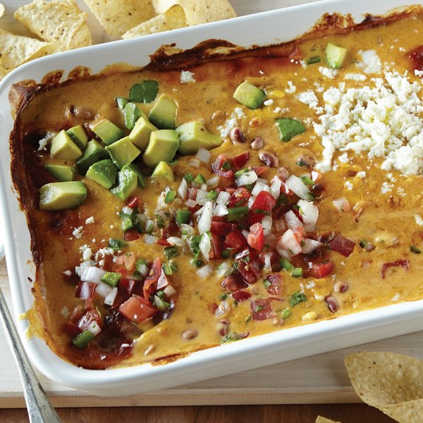 New Year's Black-eyed Pea Southwest Queso Dip