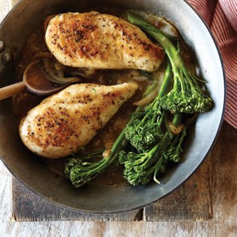 One Pan Herb Butter Chicken and Broccolini