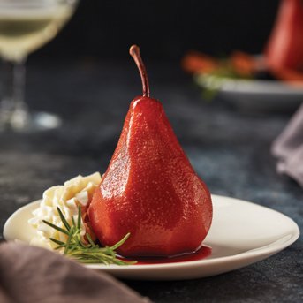 Orange and Pomegranate Poached Pears