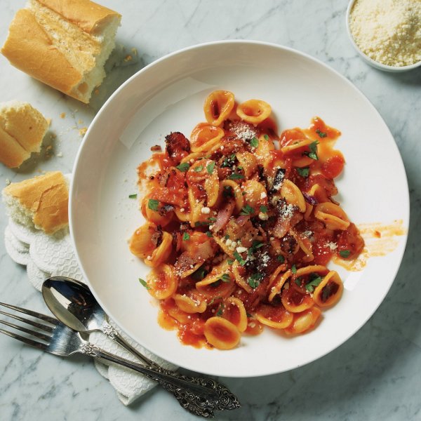 Orecchiette with Bacon and Tomato Sauce