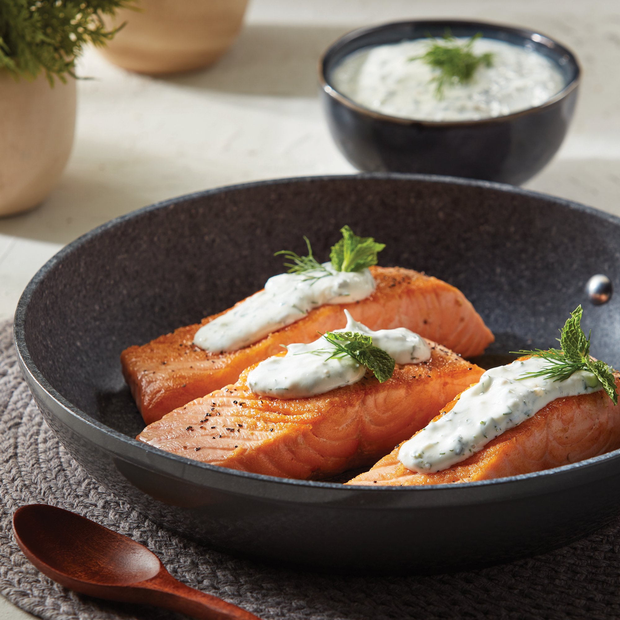 Pan Roasted Salmon With Tzatziki Recipe From H E B