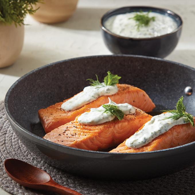 Pan Roasted Salmon with Tzatziki Recipe from HEB