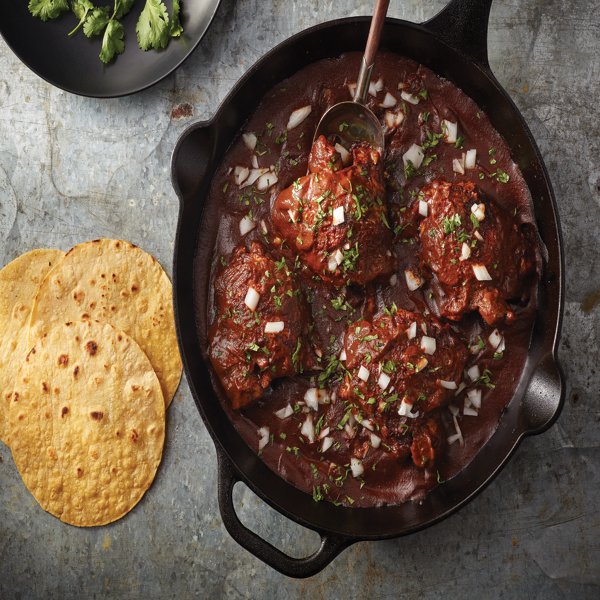 Pan Seared Chicken Thighs with Mole Poblano