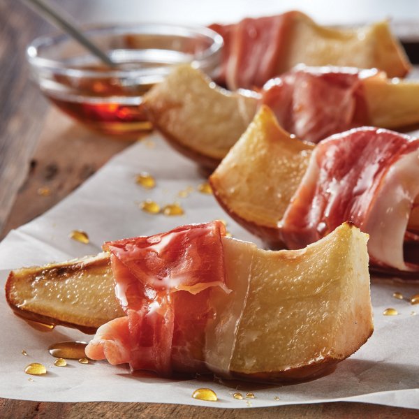 Prosciutto Wrapped Maple Roasted Pears