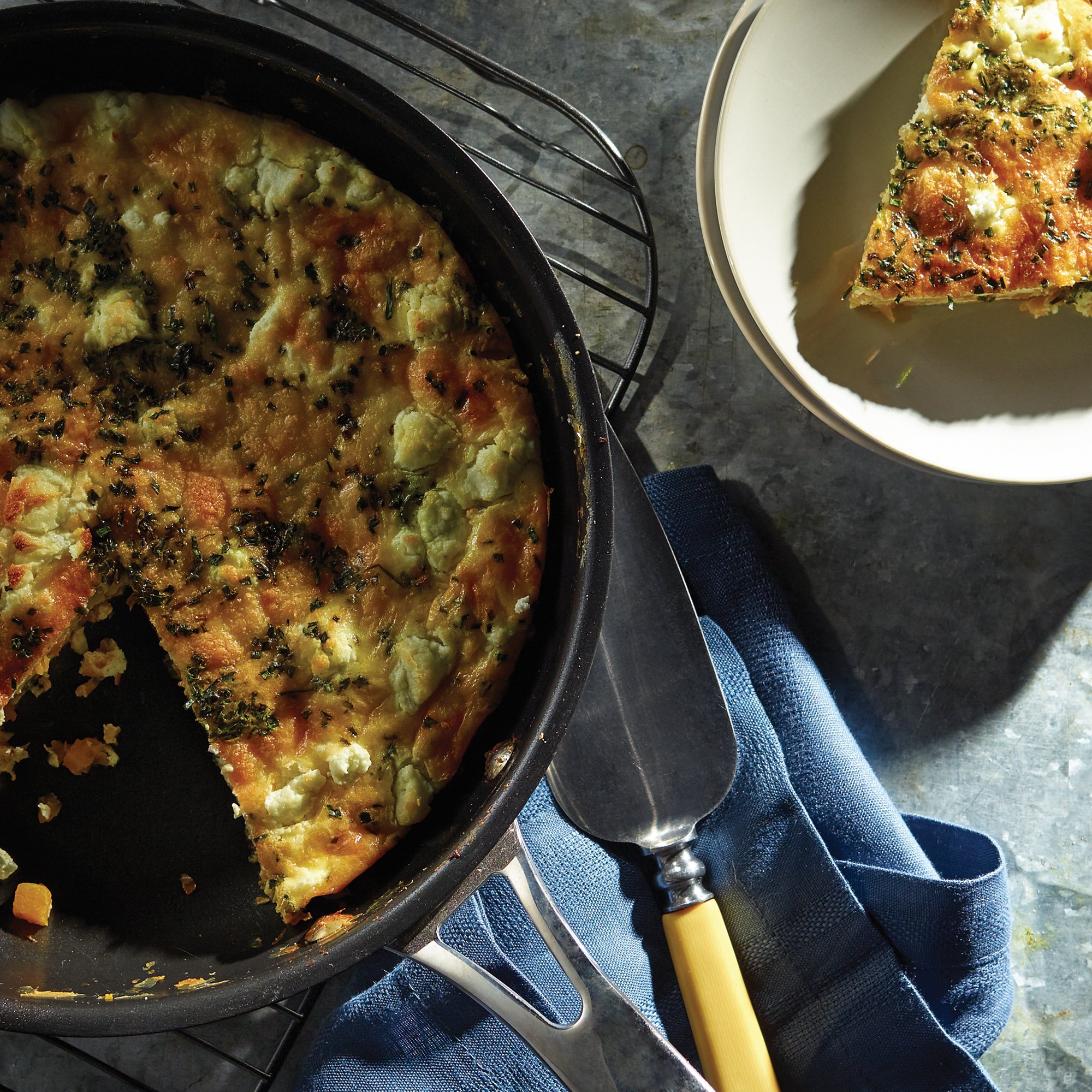 Electric Skillet Vegetable and Goat Cheese Frittata - In the Kitch