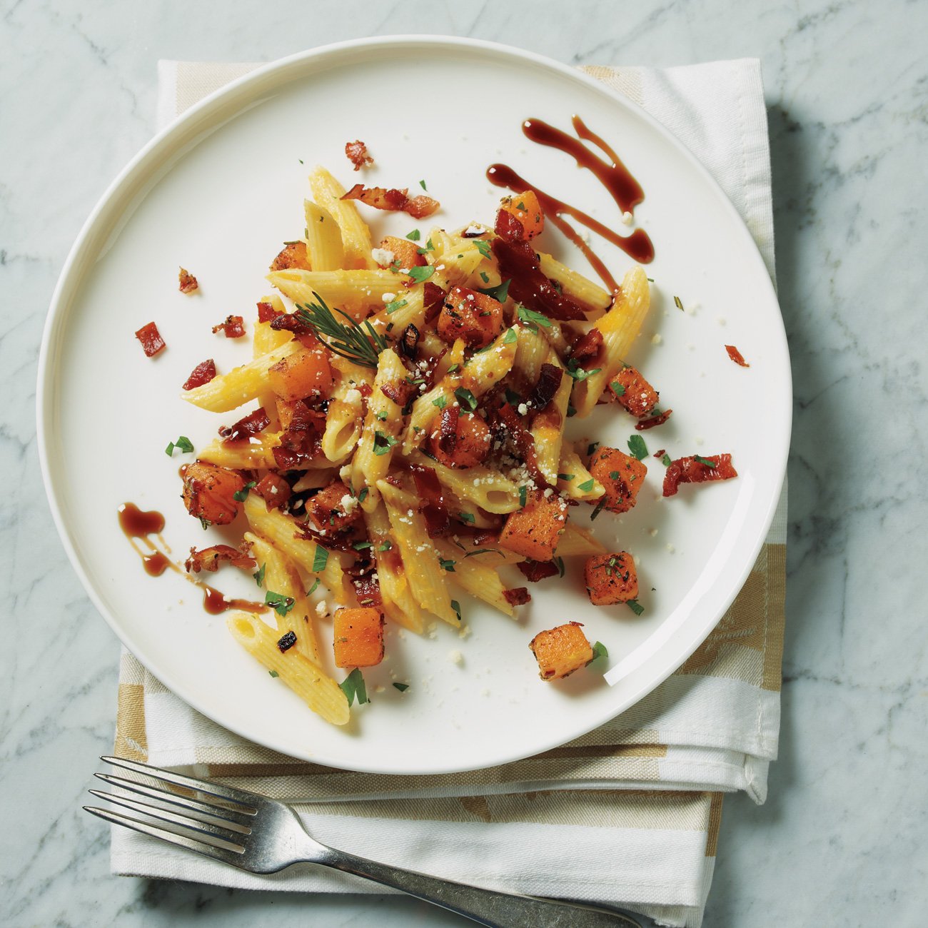 Pumpkin & Smoked Pancetta Penne Recipe from HEB